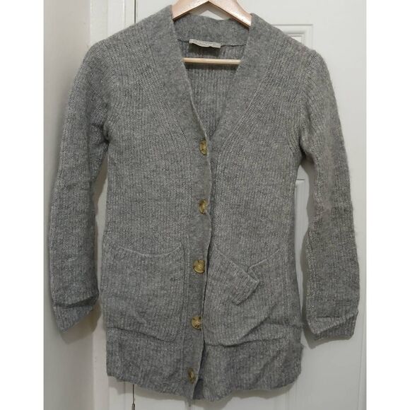 Everlane womens small fine wool alpaca cardigan sweater gray button front - Picture 1 of 7
